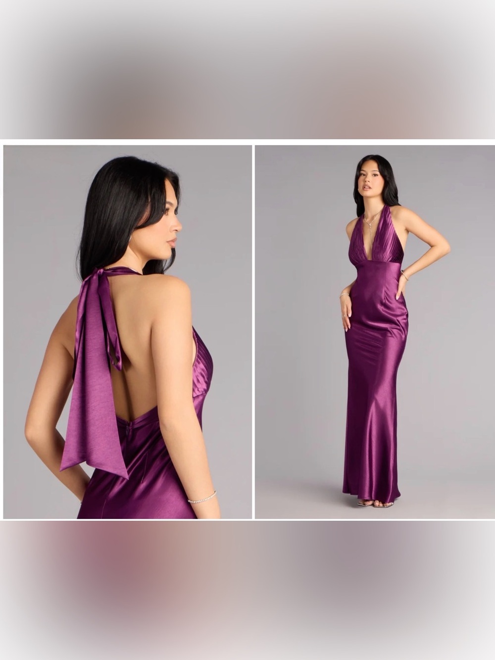 WINDSOR Meryl Satin Open Back Mermaid Formal Dress - Size Small - Picture 14 of 14